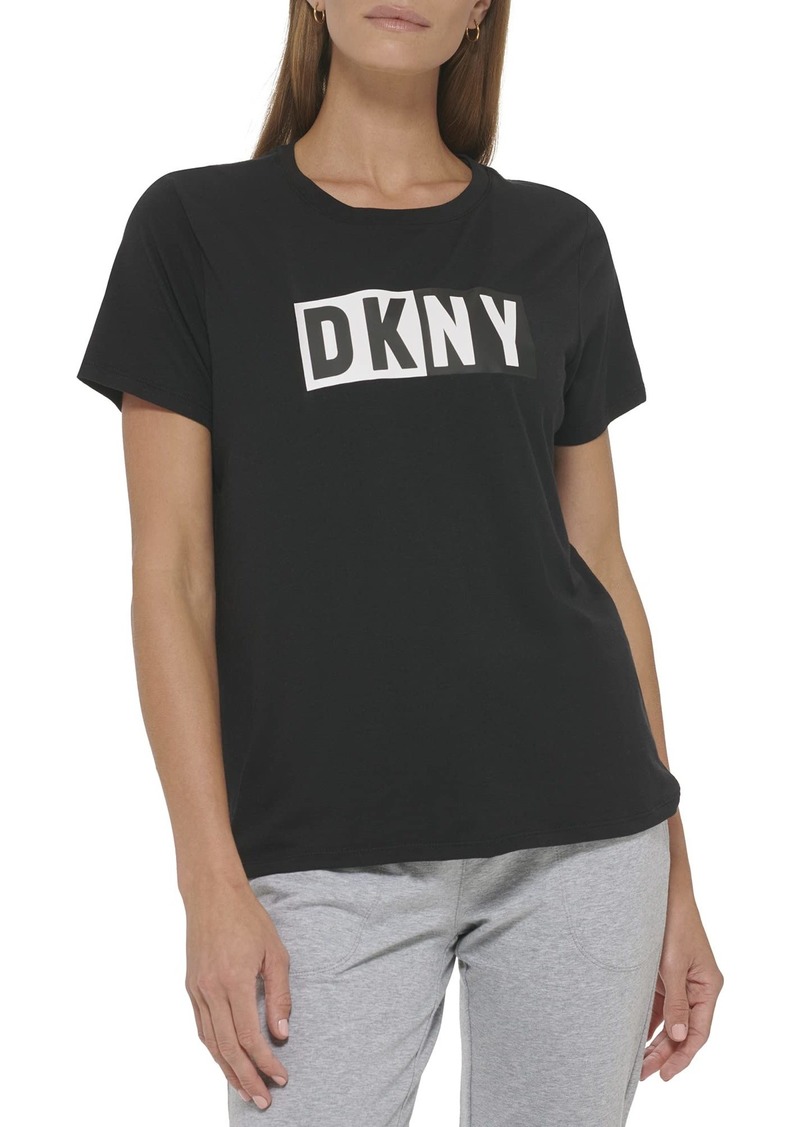 DKNY Women's Summer Tops Short Sleeve T-Shirt BLK-Black