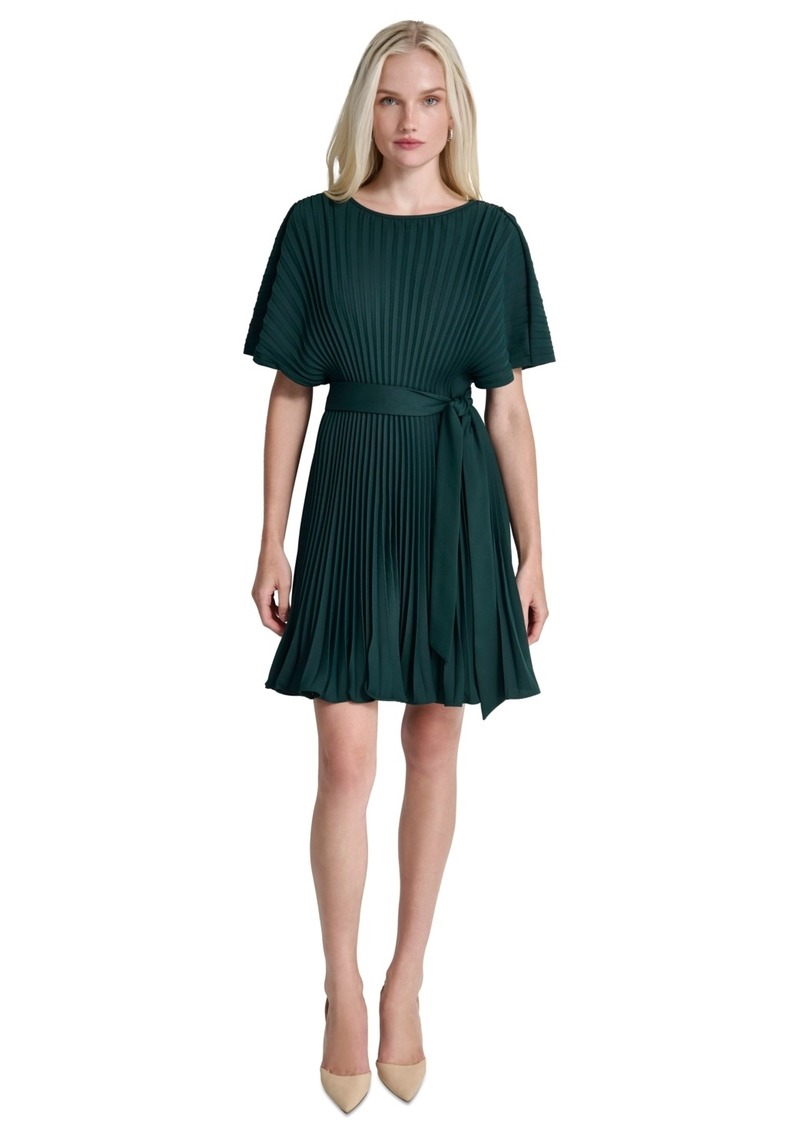 Dkny Women's Sunburst Pleated Fit & Flare Dress - Pine