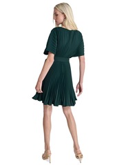 Dkny Women's Sunburst Pleated Fit & Flare Dress - Pine