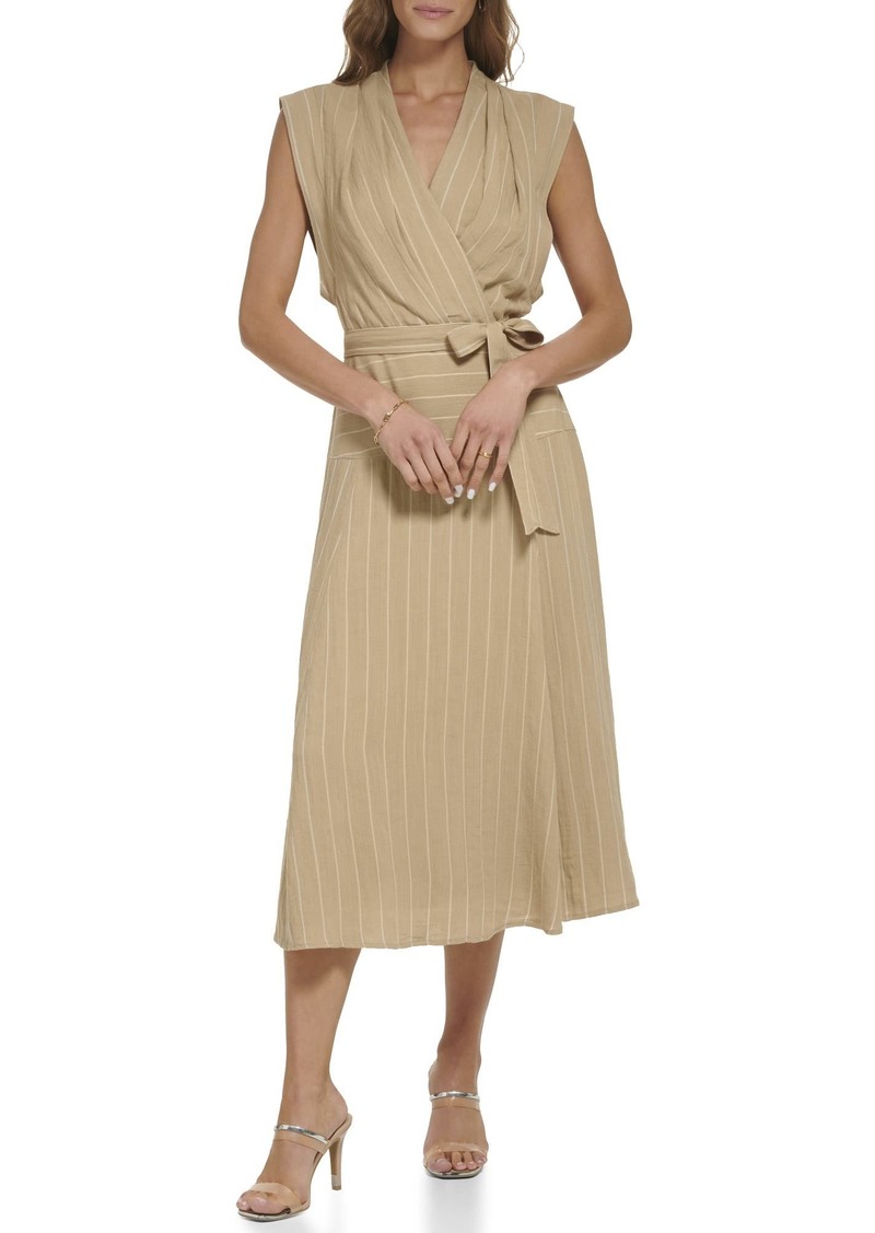 DKNY Women's Surplice Linen Midi Dress