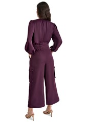 Dkny Women's Surplice-Neck Long-Sleeve Utility Jumpsuit - Raisin