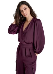 Dkny Women's Surplice-Neck Long-Sleeve Utility Jumpsuit - Raisin