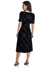 Dkny Women's Sweetheart-Neck Velvet Midi Dress - Black