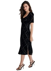 Dkny Women's Sweetheart-Neck Velvet Midi Dress - Black