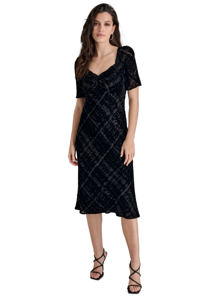 Dkny Women's Sweetheart-Neck Velvet Midi Dress - Black