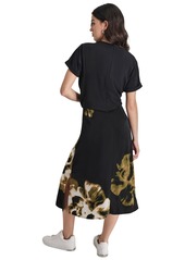 Dkny Women's T-Shirt Midi Dress - Bk/exp Pht