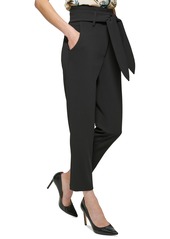 Dkny Women's Tie-Waist High-Rise Straigh-Fit Pants - Black