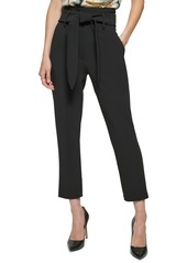 Dkny Women's Tie-Waist High-Rise Straigh-Fit Pants - Black