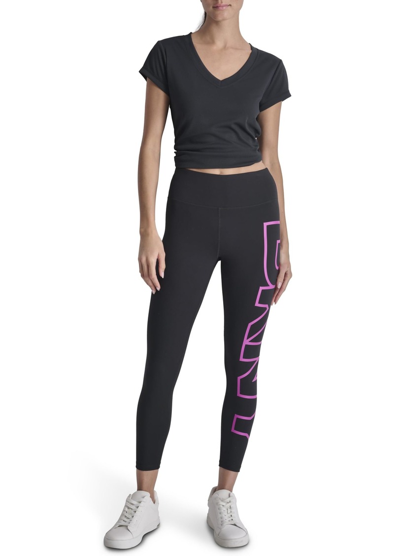 DKNY Women's Tight Exploded Logo High Waist Balance Compression Legging