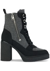 Dkny Women's Toia Lace-Up Zip Block Heel Booties - Grey/ Black