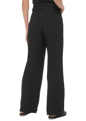 Dkny Women's Top-Stitched Crinkle Trousers - Black