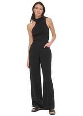 Dkny Women's Top-Stitched Crinkle Trousers - Black