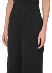 Dkny Women's Top-Stitched Crinkle Trousers - Black