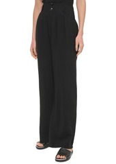 Dkny Women's Top-Stitched Crinkle Trousers - Black