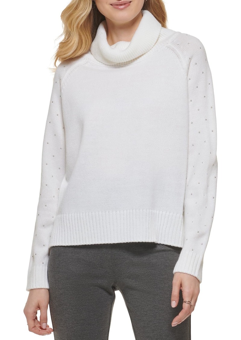 DKNY Women's Turtle Neck Studded Detail Sweater