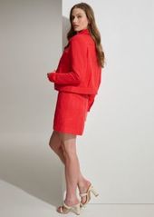 Dkny Womens Tweed Trucker Jacket Sleeveless Button Up Blouse Tweed A Line Skirt