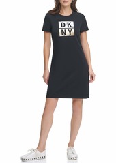 DKNY Women's Underline Box Logo T-Shirt Dress  XS