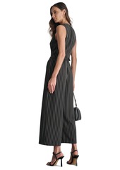 Dkny Women's V-Neck Pinstripe Sleeveless Jumpsuit - Black/Ivory