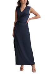 Dkny Women's V-Neck Side-Knot Sleeveless Gown - Navy