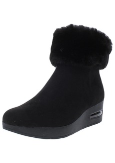 DKNY Women's Wedge Heel Ankle Boot Black Microsuede ABRI
