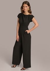 DKNY Donn Karan Women's Hardware-Trim Asymmetric-Neck Jumpsuit - Black