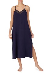 DKNY Donna Karan Long Lace Trim Cotton Nightgown