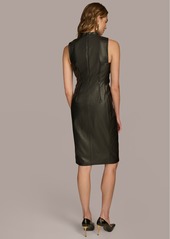 DKNY Donna Karan New York Women's Faux-Leather Croc-Embossed Sheath Dress - Black