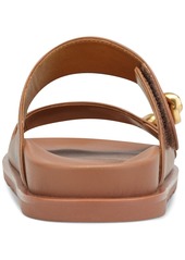 DKNY Donna Karan New York Women's Hazley Leather Double Buckle Sporty Slide Sandals - Tan