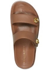 DKNY Donna Karan New York Women's Hazley Leather Double Buckle Sporty Slide Sandals - Tan