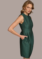 DKNY Donna Karan New York Women's Jewel-Neck Metallic Jacquard Dress - Spruce