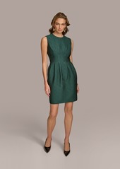 DKNY Donna Karan New York Women's Jewel-Neck Metallic Jacquard Dress - Spruce