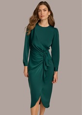 DKNY Donna Karan New York Women's Jewel-Neck Ruffle-Front Dress - Spruce