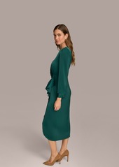 DKNY Donna Karan New York Women's Jewel-Neck Ruffle-Front Dress - Spruce