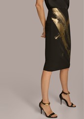 DKNY Donna Karan New York Women's Metallic-Print Skirt - Black/Gold Multi