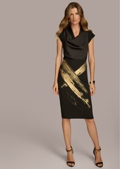 DKNY Donna Karan New York Women's Metallic-Print Skirt - Black/Gold Multi