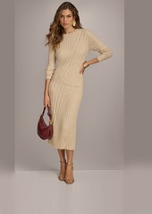 DKNY Donna Karan New York Women's Rib Knit Sweater Skirt - Heather Biscotti