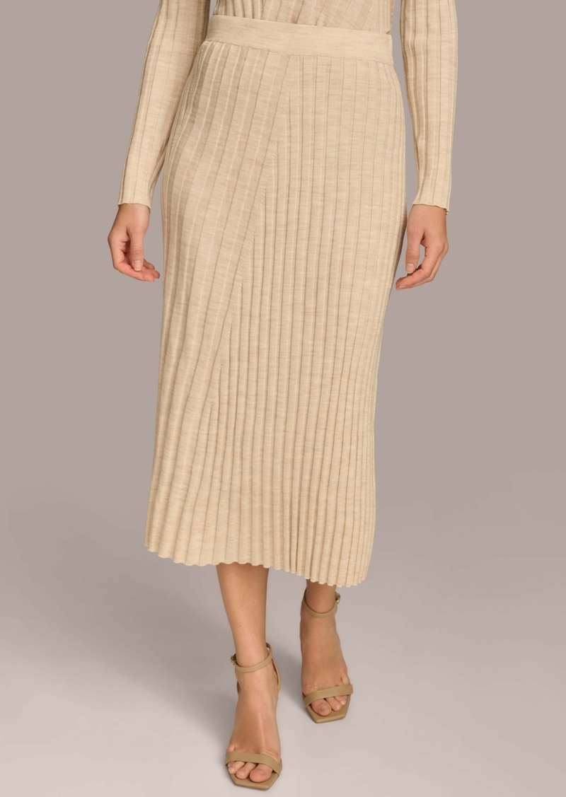 DKNY Donna Karan New York Women's Rib Knit Sweater Skirt - Heather Biscotti