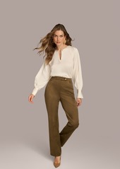 DKNY Donna Karan New York Women's Straight-Leg Faux-Suede Pants - Elderberry