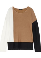 DKNY Donna Karan Woman Color-block Stretch-knit Sweater Camel