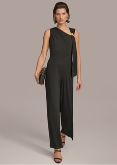 DKNY Donna Karan Women's Asymmetric-Neck Sleeveless Jumpsuit - Black