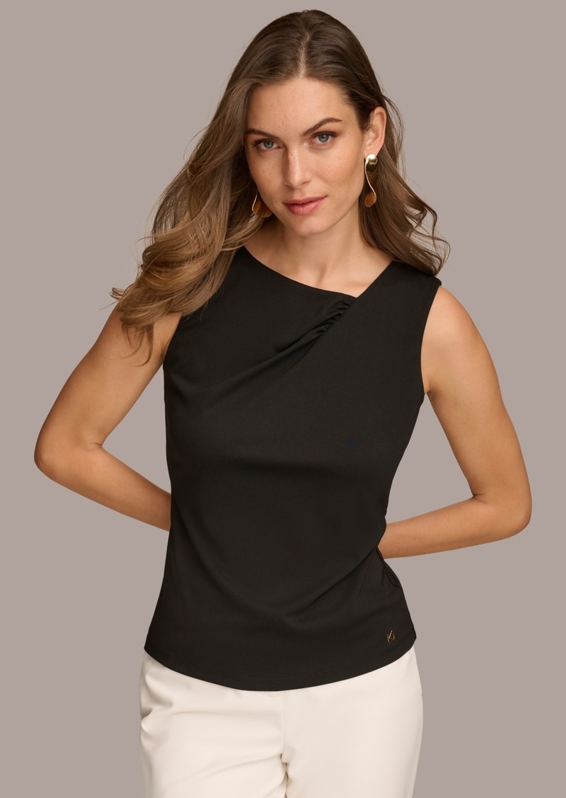 DKNY Donna Karan Women's Asymmetric-Neck Sleeveless Top - Black