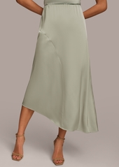 DKNY Donna Karan Women's Asymmetric Satin Midi Skirt - Frost Blue
