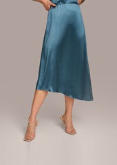 DKNY Donna Karan Women's Asymmetrical-Hem Satin Skirt - Tide Navy