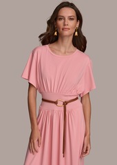 DKNY Donna Karan Women's Belted A-Line Dress - Tourmaline