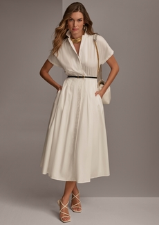 DKNY Donna Karan Women's Belted Shirtdress - Cream