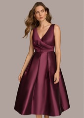 DKNY Donna Karan Women's Belted Sleeveless Fit & Flare Midi Dress - Elderberry