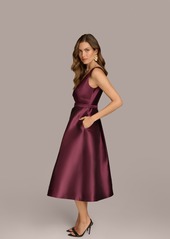 DKNY Donna Karan Women's Belted Sleeveless Fit & Flare Midi Dress - Elderberry