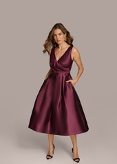 DKNY Donna Karan Women's Belted Sleeveless Fit & Flare Midi Dress - Elderberry