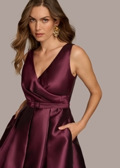 DKNY Donna Karan Women's Belted Sleeveless Fit & Flare Midi Dress - Elderberry