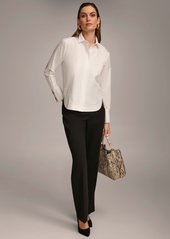 DKNY Donna Karan Women's Button Front Collared Shirt - White